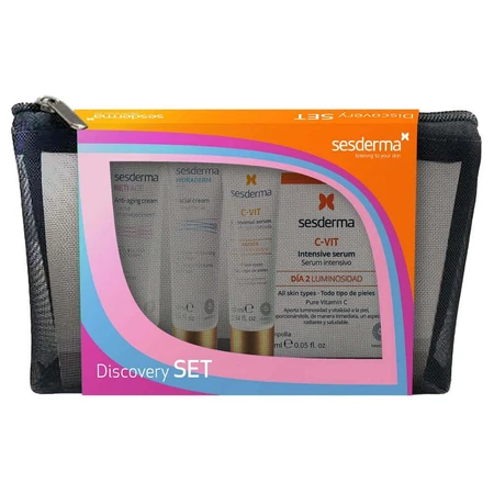 Sesderma Discovery Set, сыворотка в ампулах 2 x 1,5 мл + липосомная сыворотка, 10 мл + увлажняющий крем, 15 мл + антивозрастной крем, 10 мл: цены и характеристики