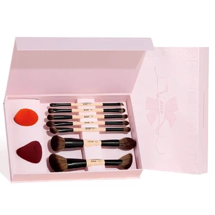 Набір для краси Jessup Peach Dust Perfection Beauty Kit Двосторонні пензлики для макіяжу 7 штук + спонж для макіяжу 2 штуки T506