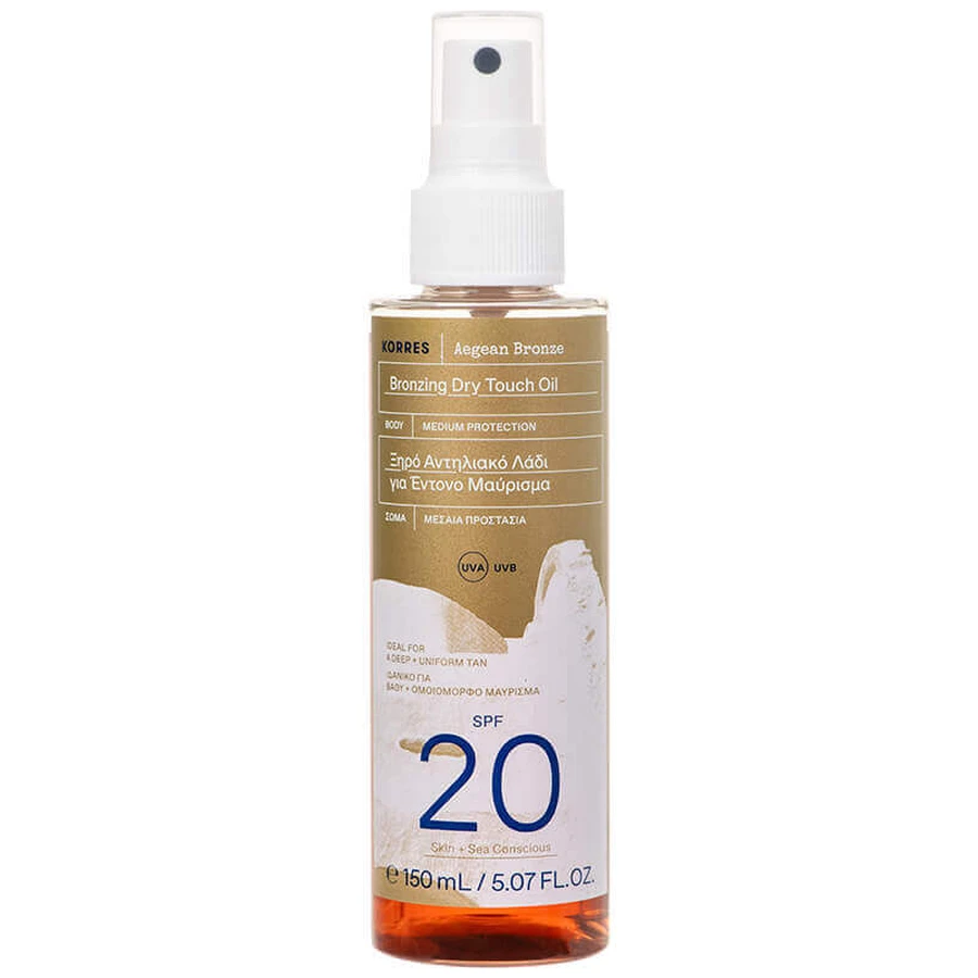 Korres Aegean Bronze, бронзирующее масло для тела, SPF 20, 150 мл: цены и характеристики