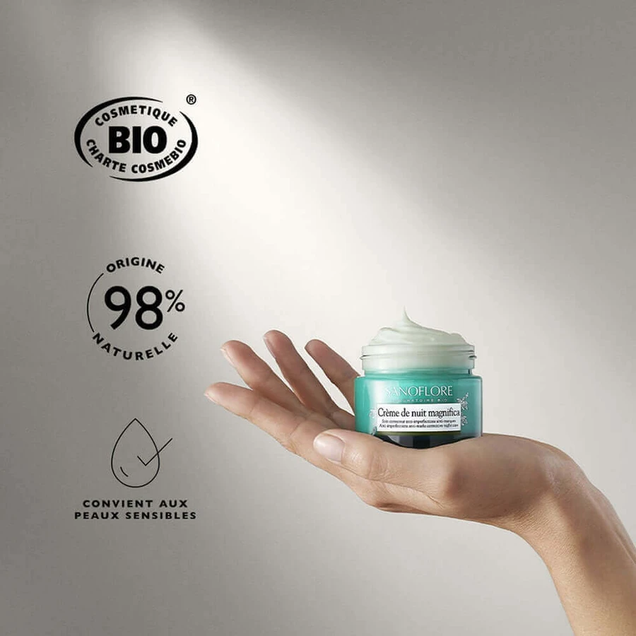 Sanoflore Magnifica Нічний крем з органічними ефірними оліями для жирної шкіри зі схильністю до акне 50мл: ціни та характеристики