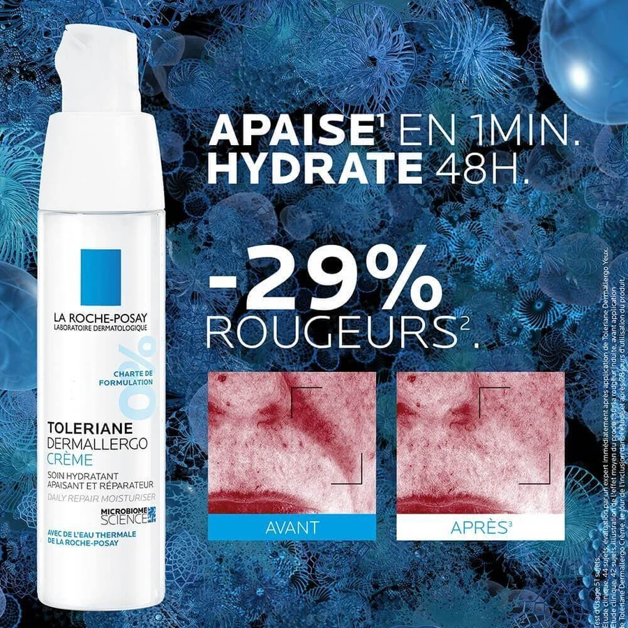 La Roche-Posay Toleriane Dermallergo Інтенсивний зволожуючий крем для обличчя 48 годин для чутливої, нормальної та сухої шкіри, схильної до алергії, 40 мл: ціни та характеристики
