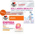 Doppelherz System Kollagen Beauty, зі смаком лічі та дині, 25 мл х 30 ампул + Energy Shot, вітамін В12 + кофеїн, 25 мл х 20 ампул безкоштовно: ціни та характеристики