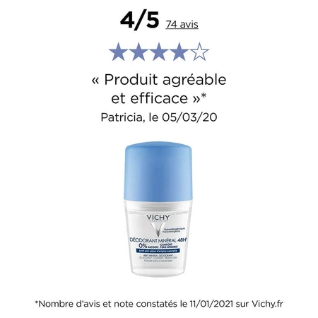 Vichy Дезодорант Minéral 48h Roll-on для чувствительной или депилированной кожи 2х50 мл: цены и характеристики