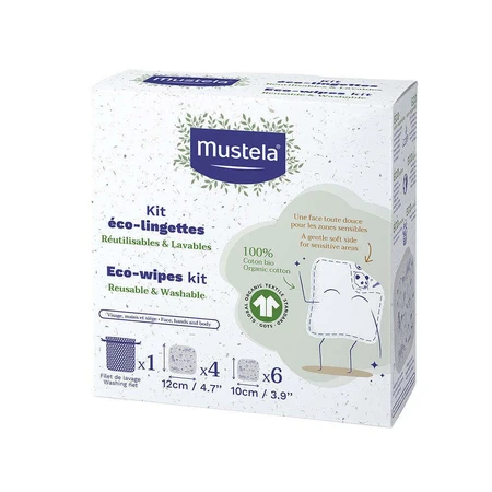 Mustela Набор многоразовых и моющихся экологических салфеток x10: цены и характеристики