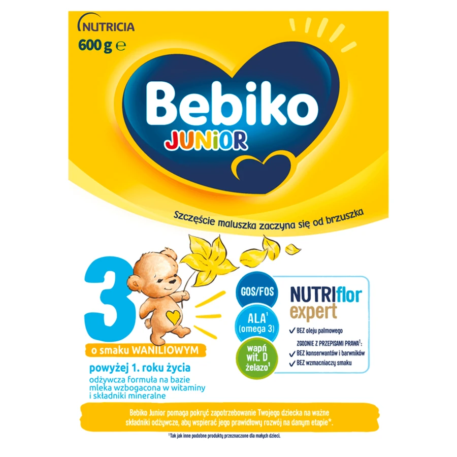 Bebiko Junior 3 Nutriflor Expert set, formulă nutritivă pe bază de lapte, peste 1 an, aromă de vanilie, 2 x 600 g: цены и характеристики