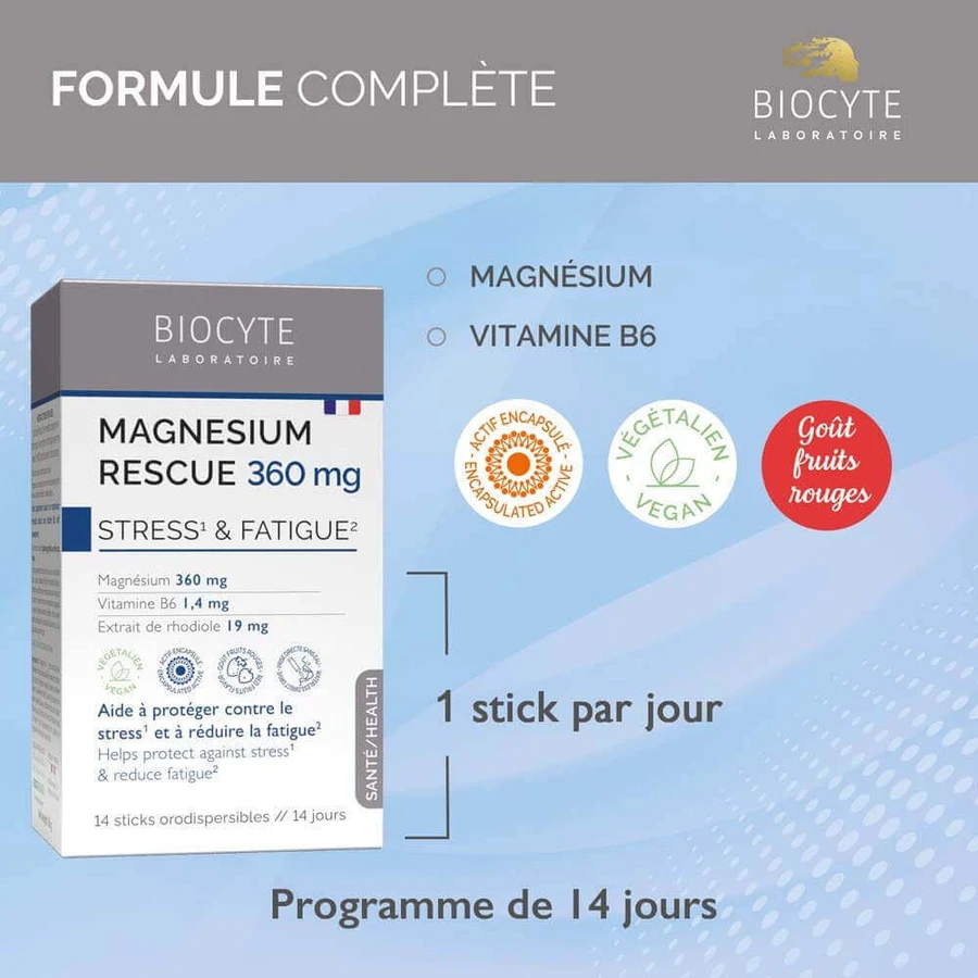 Biocyte Magnesium Rescue 360 мг Стресс и усталость 14 палочек: цены и характеристики