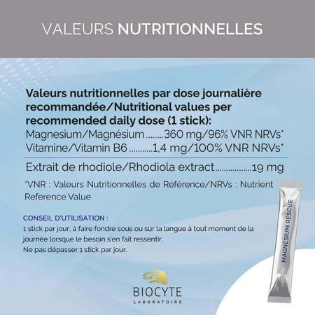 Biocyte Magnesium Rescue 360 мг Стресс и усталость 14 палочек: цены и характеристики