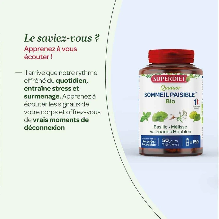 Superdiet Quatuor Serene Sleep Organic Lemon Balm 150 Gélules: цены и характеристики