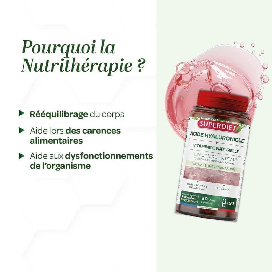 Superdiet Acide Hyaluronique & Vitamine C Naturelle Beauté De La Peau 90 Gélules: цены и характеристики