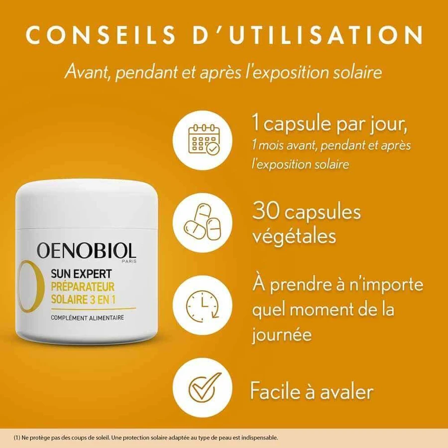 Oenobiol Sun Expert Préparateur Solaire 3en1 Тройное действие 30 капсул: цены и характеристики