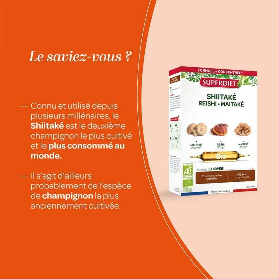 Superdiet Organic Shiitake 20 ампул: цены и характеристики