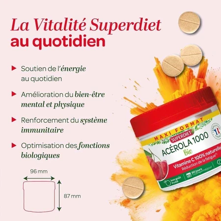 Superdiet Acerola 1000 Bio Natural Vitamin C 60 жевательных таблеток: цены и характеристики