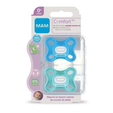 Симетричні пустушки Mam Comfort Силіконовий оригінал зі стерилізаційною коробкою 0 місяців + 2шт: ціни та характеристики