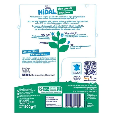 Nestlé Nidal Gest 2 Сухе молоко згущене 6-12 місяців 800 г: ціни та характеристики