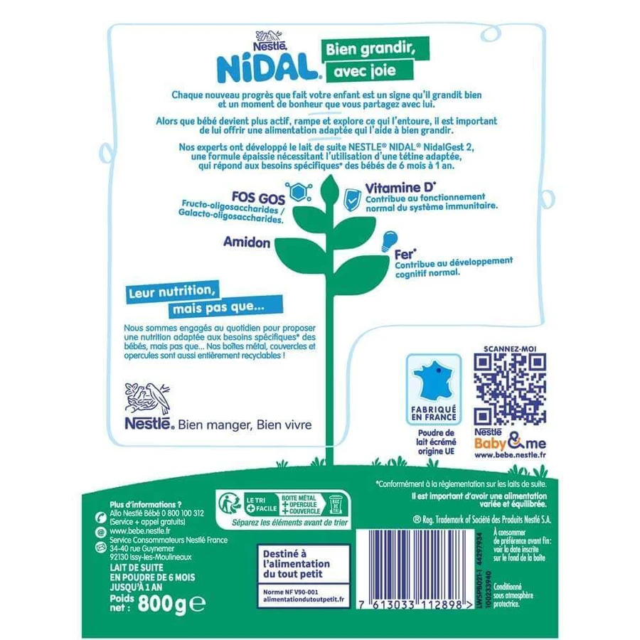 Nestlé Nidal Gest 2 Сухе молоко згущене 6-12 місяців 800 г: ціни та характеристики