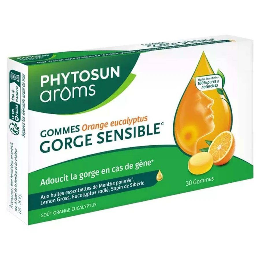 Phytosun Aroms для чувствительного горла с апельсином и эвкалиптом, 30 жевательных таблеток: цены и характеристики