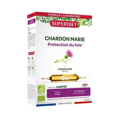 Superdiet Milk Thistle Organic Digestion 20 Protection Du Foie 20 Ampoules: цены и характеристики