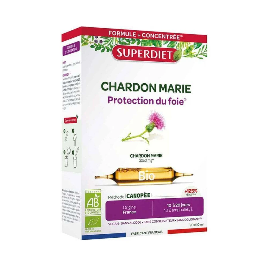 Superdiet Milk Thistle Organic Digestion 20 Protection Du Foie 20 Ampoules: цены и характеристики