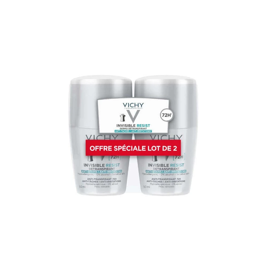 Дезодорант Vichy Invisible Resist Détranspirant проти подразнень 72 год 2х50мл: ціни та характеристики