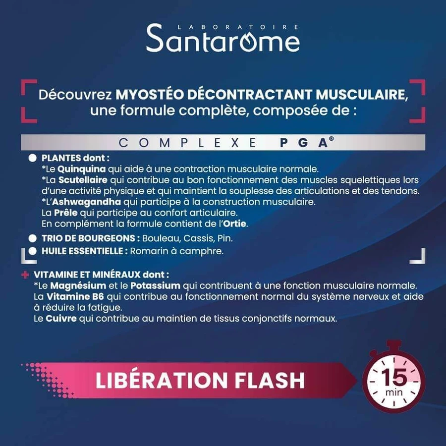 Santarome Myostéo Décontractant Musculaire Libération Flash 15min 20 comprimés: цены и характеристики