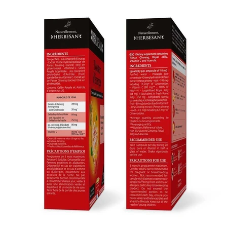 Herbesan Panax Ginseng Meyer Tonus Et Energia 20 флаконів Booster D'Énergie 300 мл: ціни та характеристики