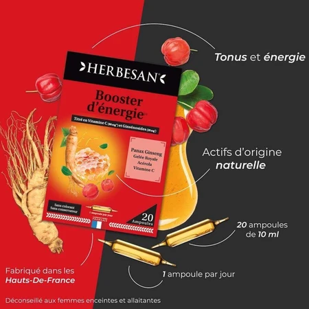Herbesan Panax Ginseng Meyer Tonus Et Energia 20 флаконів Booster D'Énergie 300 мл: ціни та характеристики