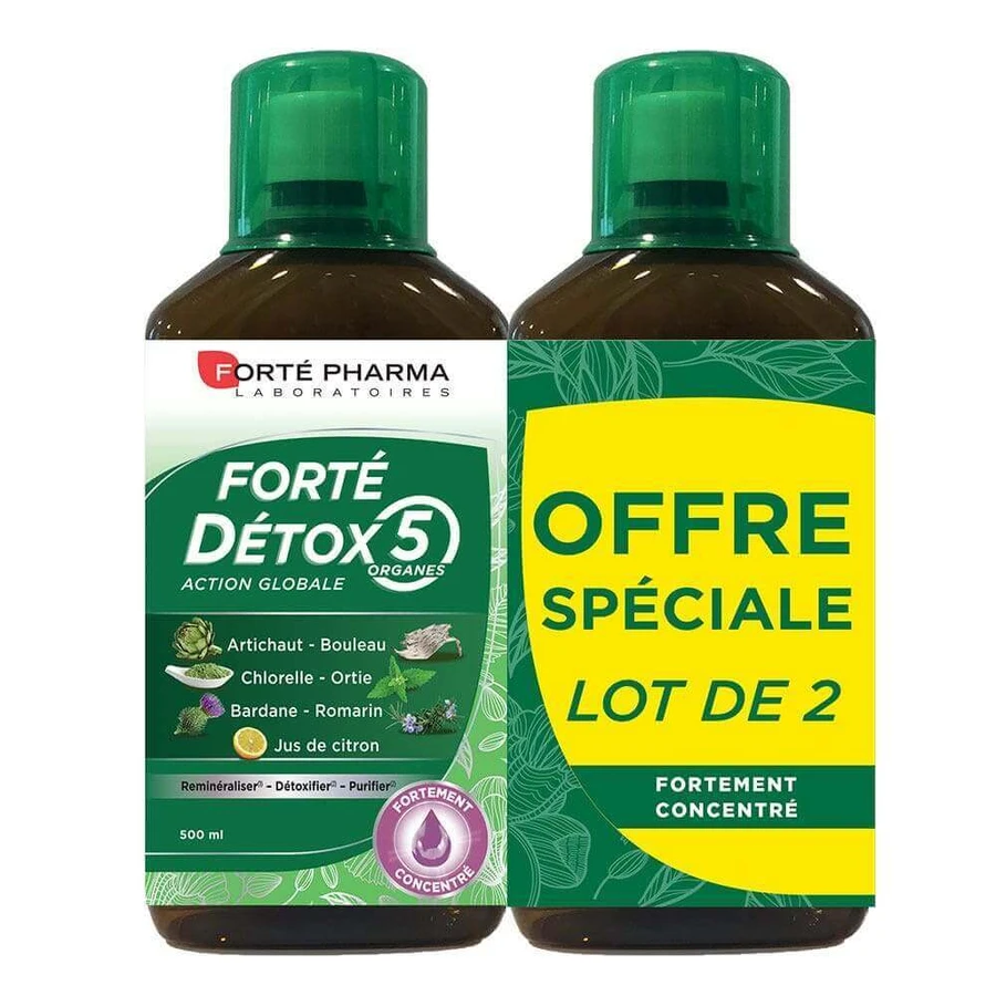 Forté Pharma Forté Détox Натуральное депуративное средство для 5 органов 2х500 мл: цены и характеристики