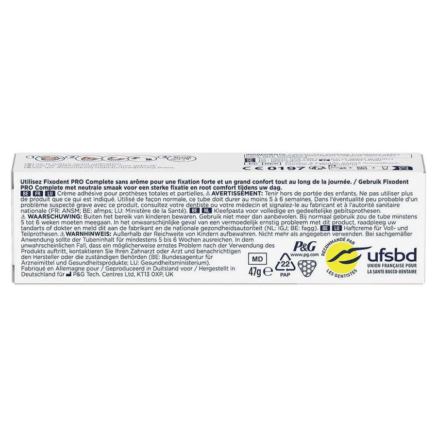 Fixodent Pro Complete Крем для фіксації зубних протезів Нейтральний догляд 47г: ціни та характеристики