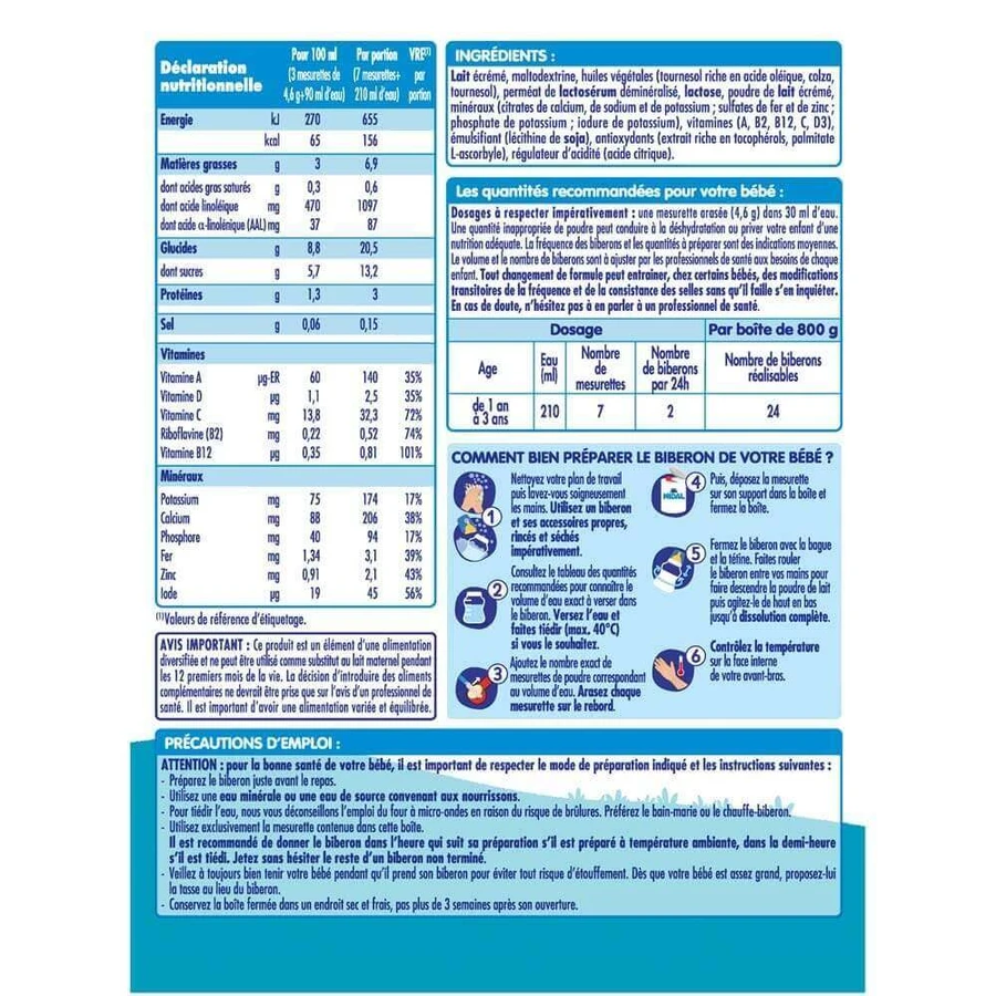 Сухе молоко Nestlé Nidal 3 Зростання 1-3 роки 800г: ціни та характеристики