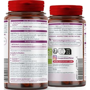 Superdiet Radis Noir Artichaut Bio Bien être du foie 80 comprimés