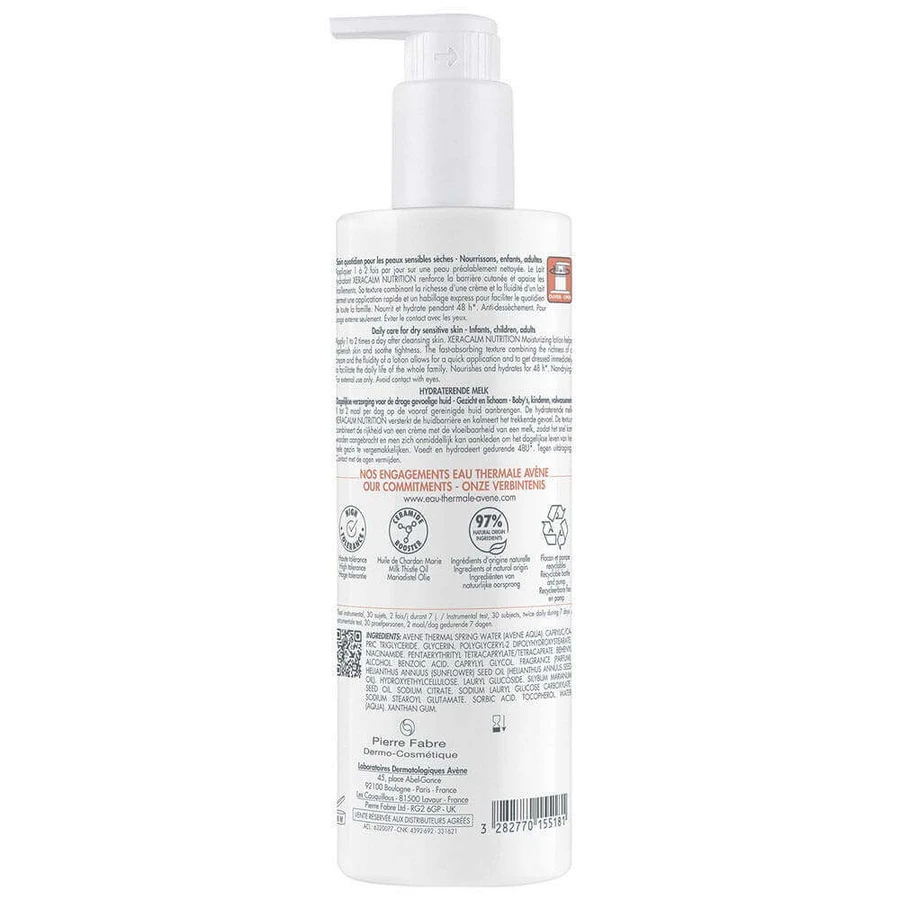 Avène Xeracalm Nutrition Живильний флюїд-молочко для обличчя та тіла для чутливої та сухої шкіри 400мл: ціни та характеристики