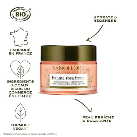 Sanoflore Rosa Baume De Rosee Hydratation Intense Et Regeneration Nuit 50ml: ціни та характеристики