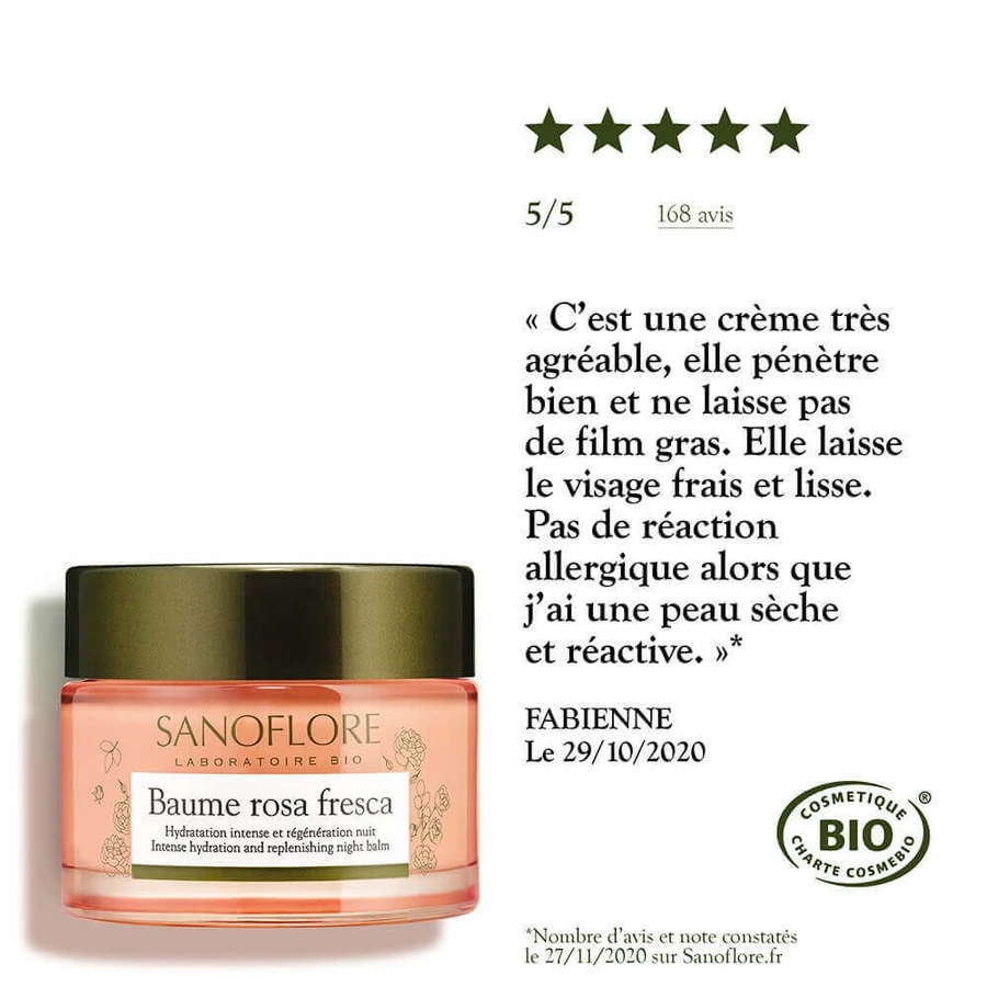 Sanoflore Rosa Baume De Rosee Hydratation Intense Et Regeneration Nuit 50ml: ціни та характеристики