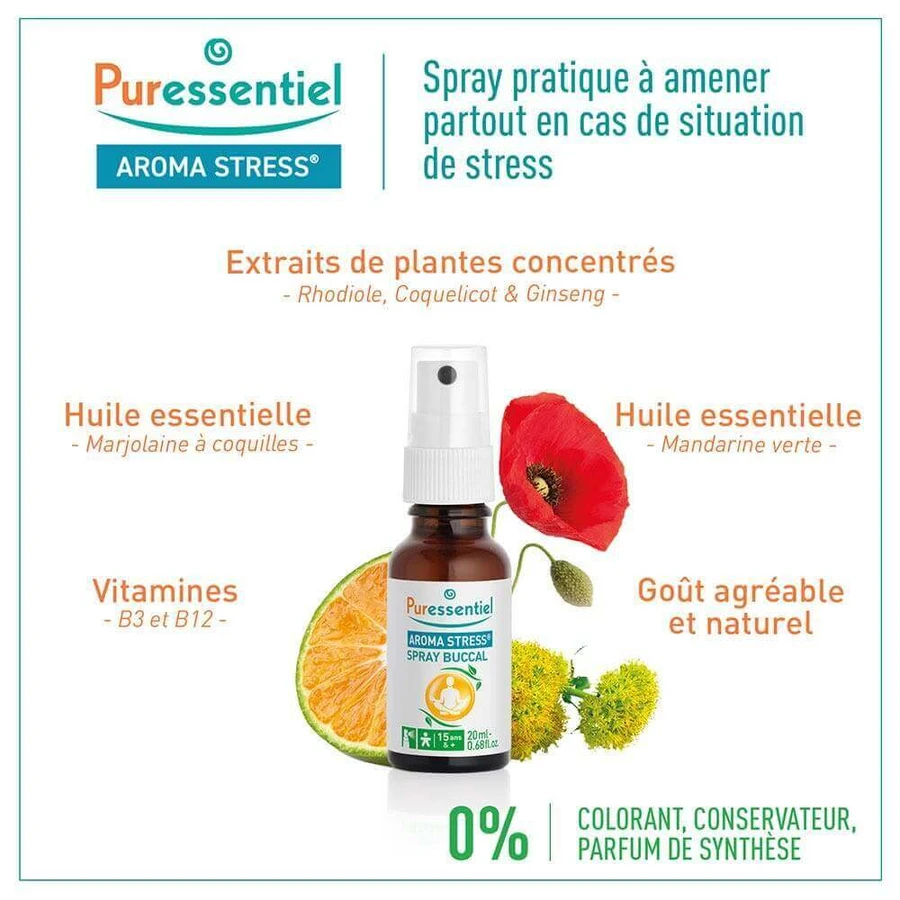 Спрей для порожнини рота Puressentiel Aroma від стресу з органічними ефірними оліями 20 мл: ціни та характеристики