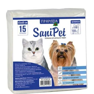 ТМ Природа Sani Pet - Абсорбирующие пеленки для собак и кошек, 60х45 см, 15 шт