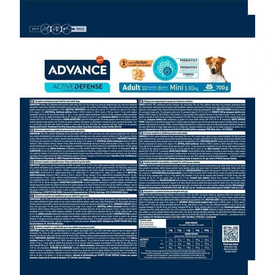 Advance (Эдванс) Dog Adult Mini Chicken&Rice - Сухой корм с мясом курицы для взрослых собак малых пород, 700 г: цены и характеристики