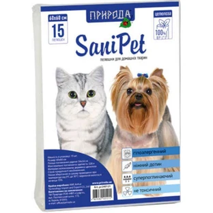 ТМ Природа Sani Pet - Абсорбирующие пеленки для собак и кошек, 60x60 см, 15 шт