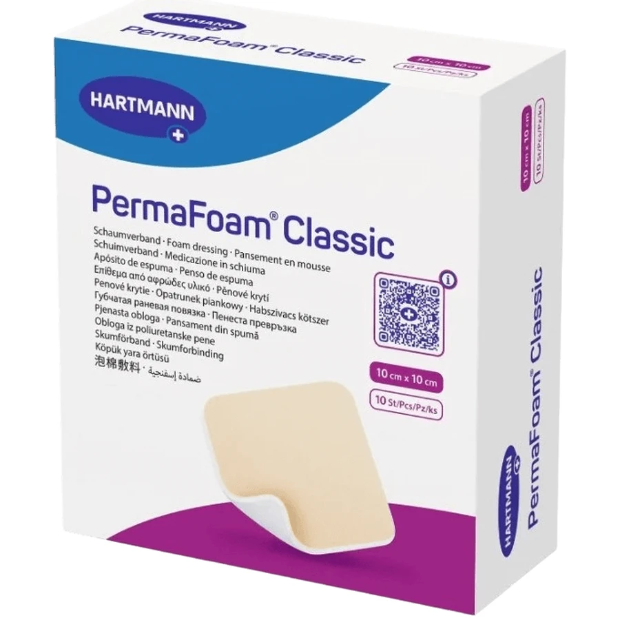 Повязка губчатая Hartmann PermaFoam Classic 10 см x 10 см, 1 шт.: цены и характеристики