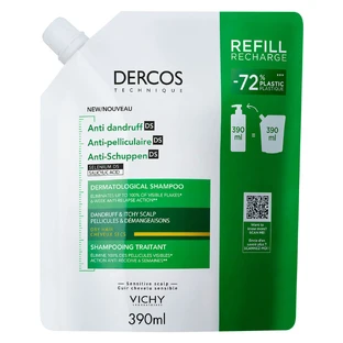 Шампунь Vichy Dercos Anti-Dandruff посиленої дії проти лупи для сухого волосся та подразненої шкіри голови, рефіл, 390 мл