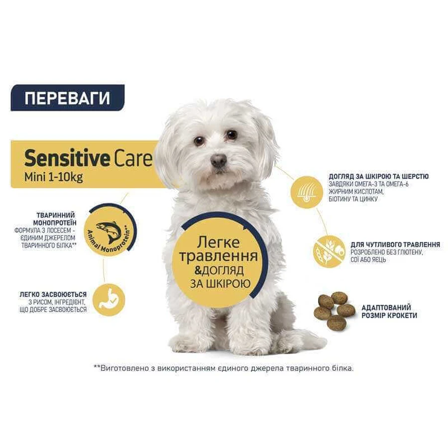 Advance (Едванс) Dog Sensitive Mini Salmon - Сухий корм з лососем для дорослих собак маленьких порід з чутливим травленням, 1.5 кг: ціни та характеристики