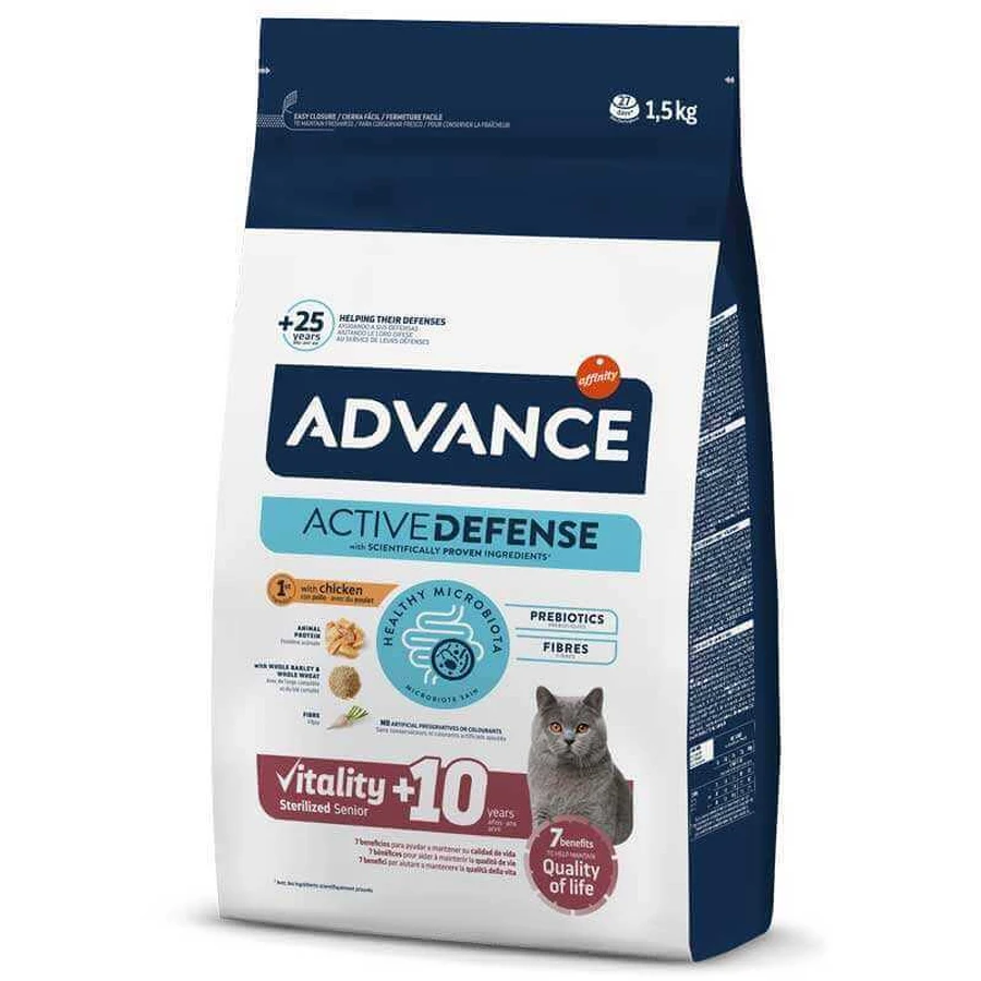Advance Cat Vitality Senior Sterilized - Сухий корм з куркою для стерилізованих кішок і кастрованих котів старше 10 років, 1.5 кг: ціни та характеристики