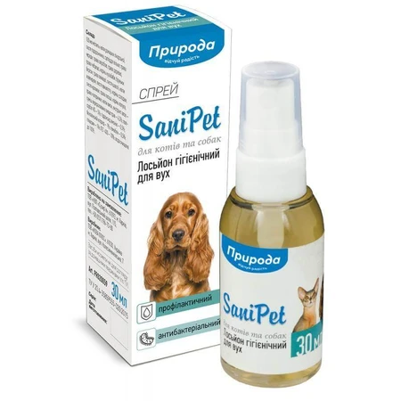 ТМ Природа Sani Pet Spray - Гігієнічний лосьйон (спрей) для вух для собак та котів, 30 мл: ціни та характеристики