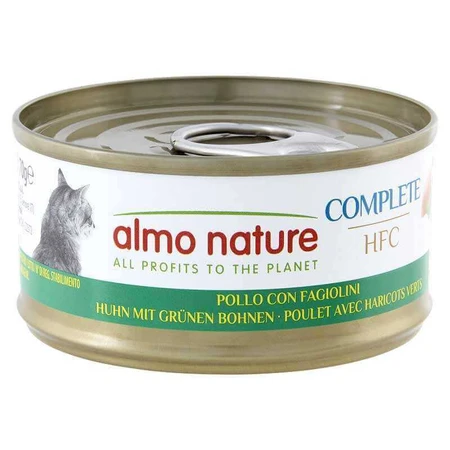Almo Nature HFC Cat Complete Chicken with Green Beans - Консервований корм з куркою та зеленими бобами для дорослих котів (рублене м’ясо), 70 г: ціни та характеристики
