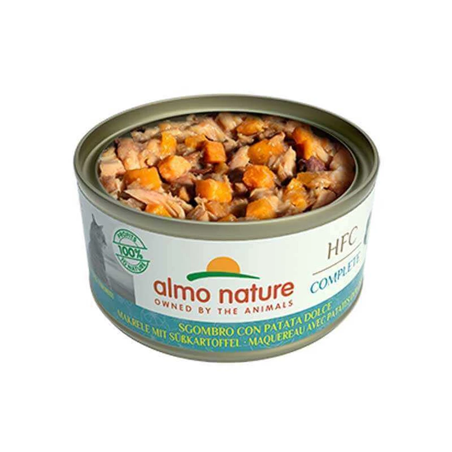 Almo Nature HFC Cat Complete Mackerel with Sweet Potato - Консервований корм зі скумбрією та бататом для дорослих котів (рублене м’ясо), 70 г: ціни та характеристики