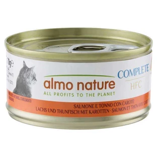 Almo Nature HFC Cat Complete Salmon and Tuna with Carrots - Консервированный корм с лососем, тунцом и морковью для взрослых кошек (рубленное мясо), 70 г