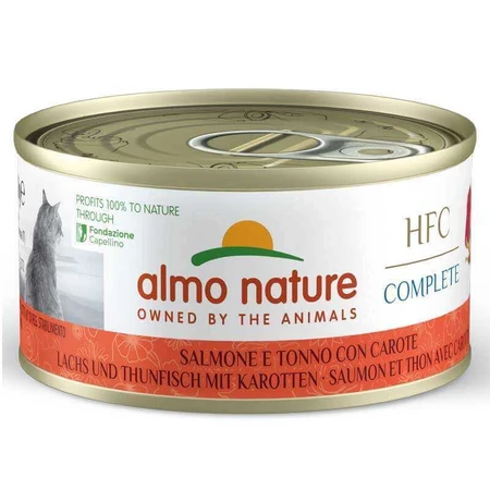 Almo Nature HFC Cat Complete Salmon and Tuna with Carrots - Консервований корм з лососем, тунцем та морквою для дорослих котів (рублене м’ясо), 70 г: ціни та характеристики