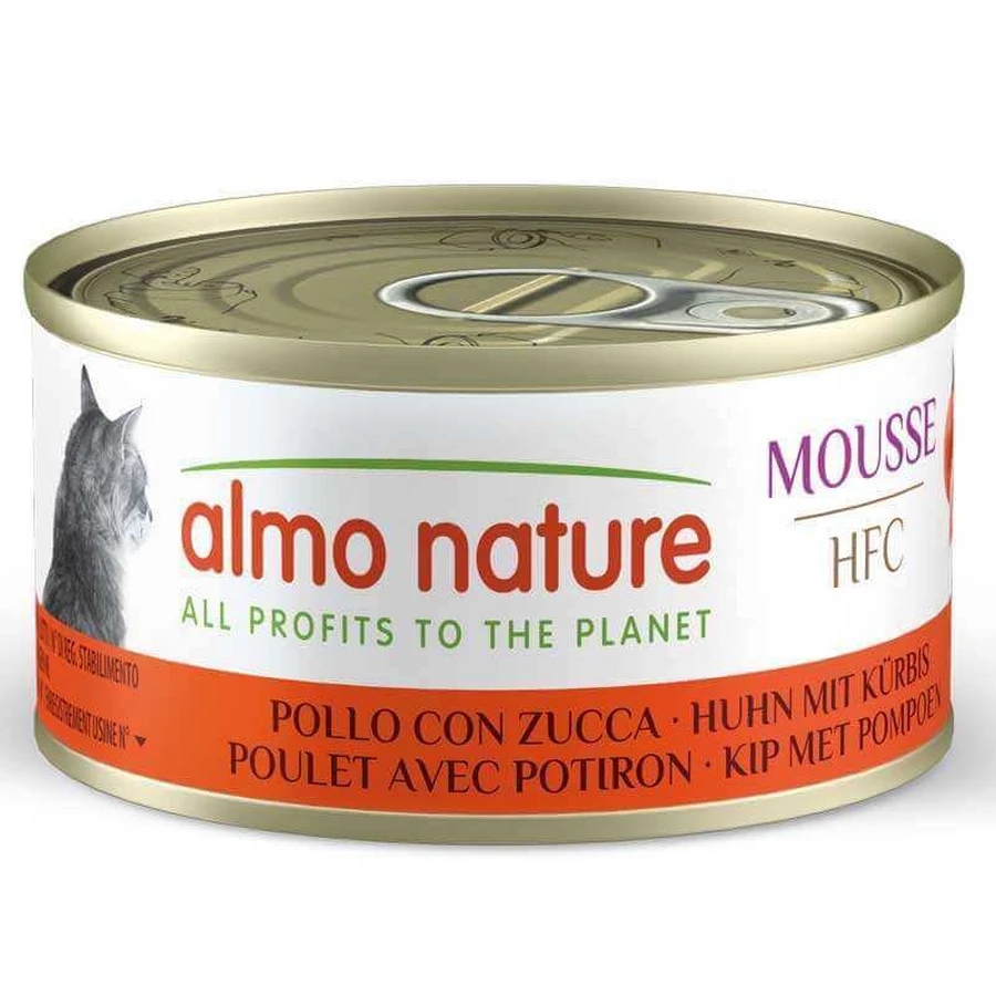Almo Nature HFC Cat Mousse Chicken with Pumpkin - Консервований корм з куркою та гарбузом для дорослих котів (мус), 70 г: ціни та характеристики