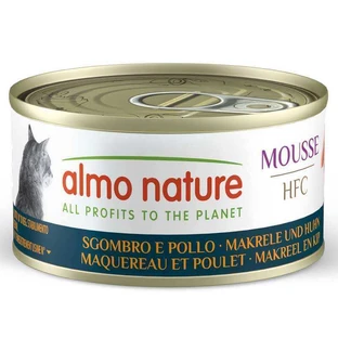 Almo Nature HFC Cat Mousse Mackerel and Chicken - Консервований корм зі скумбрією та куркою для дорослих котів (мус), 70 г