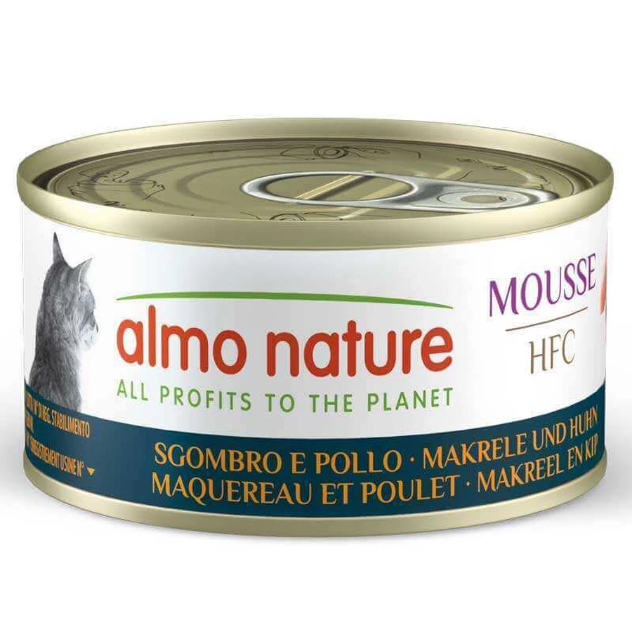 Almo Nature HFC Cat Mousse Mackerel and Chicken - Консервований корм зі скумбрією та куркою для дорослих котів (мус), 70 г: ціни та характеристики