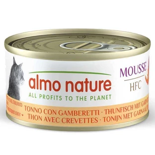 Almo Nature HFC Cat Mousse Tuna with Shrimps - Консервований корм з тунцем та креветками для дорослих котів (мус), 70 г